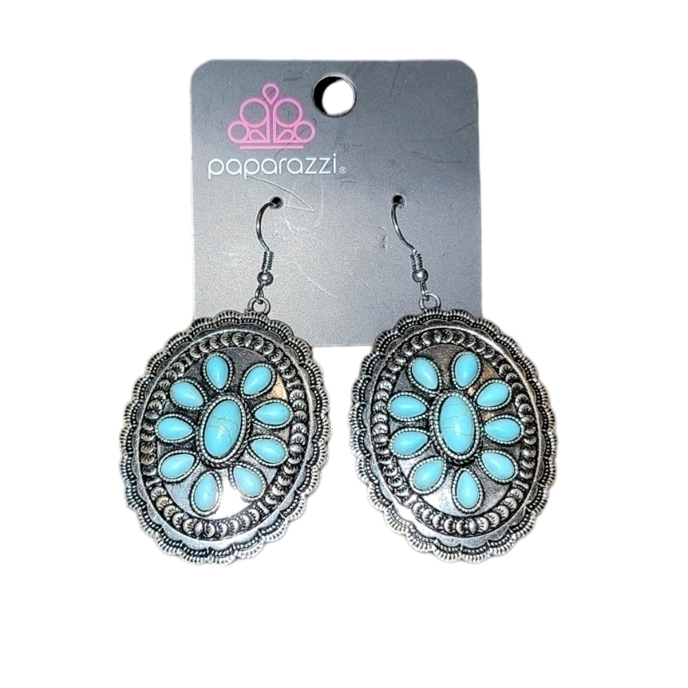 Paparazzi Earring ~ Absolutely Apothecary - Blue turquoise stones